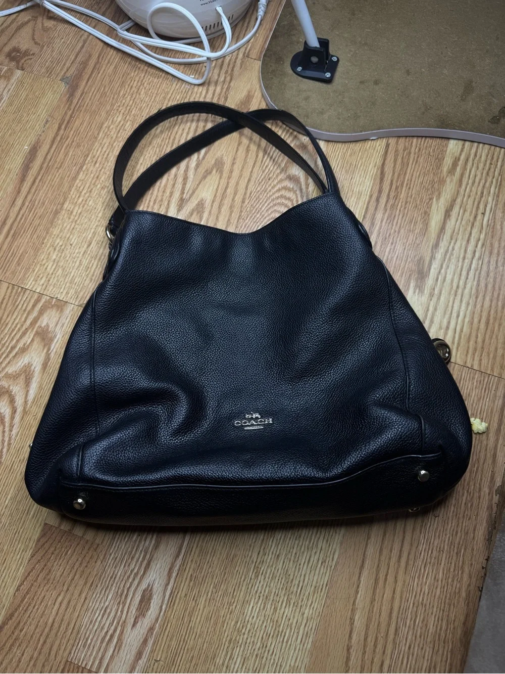 Coach Eddie Turnlock hobo Black Pebbled Leather Shoulder bag